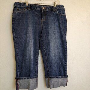 Columbia Women's Cuffed Straight Crop Blue Denim Jeans‎ Size 14
